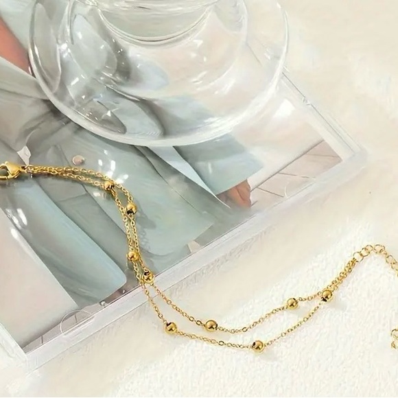 Double Layer Bead Bracelet/Stainless Steel Plated in 18K Gold - Picture 5 of 5